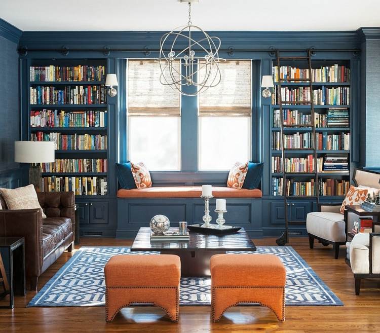 idee deco lounge blue library