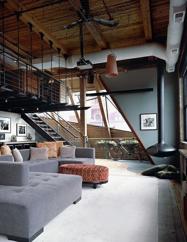 modern industrial living room deco idea