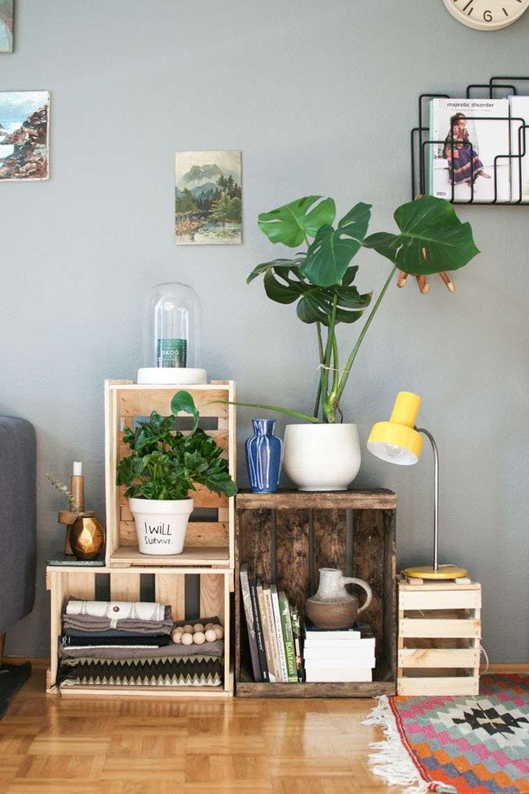 living room DIY furniture crates wine