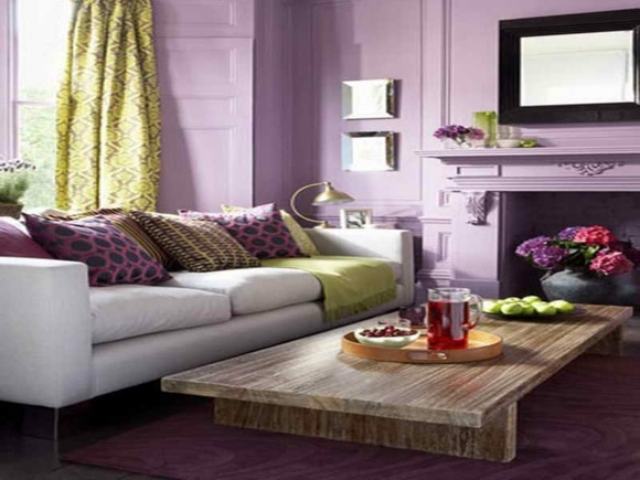 modern living room purple deco idea
