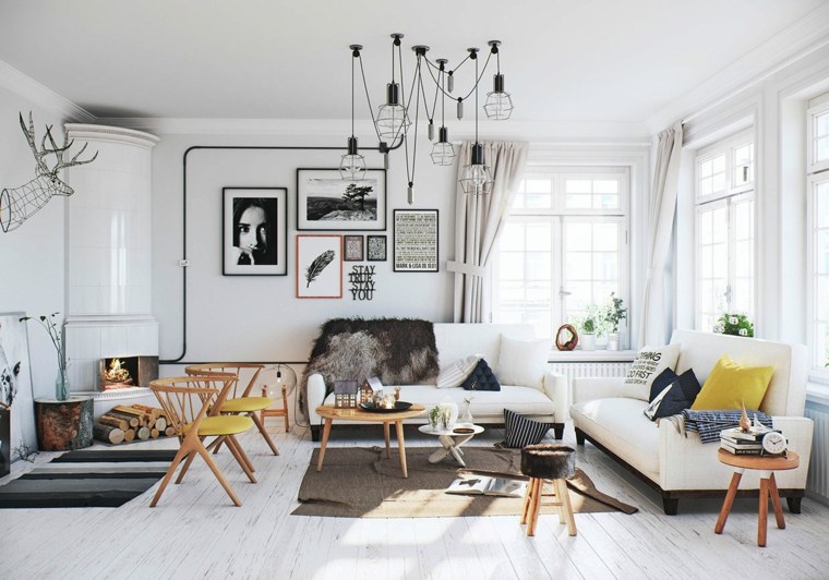 Scandinavian lounges decoration ideas white wood furniture