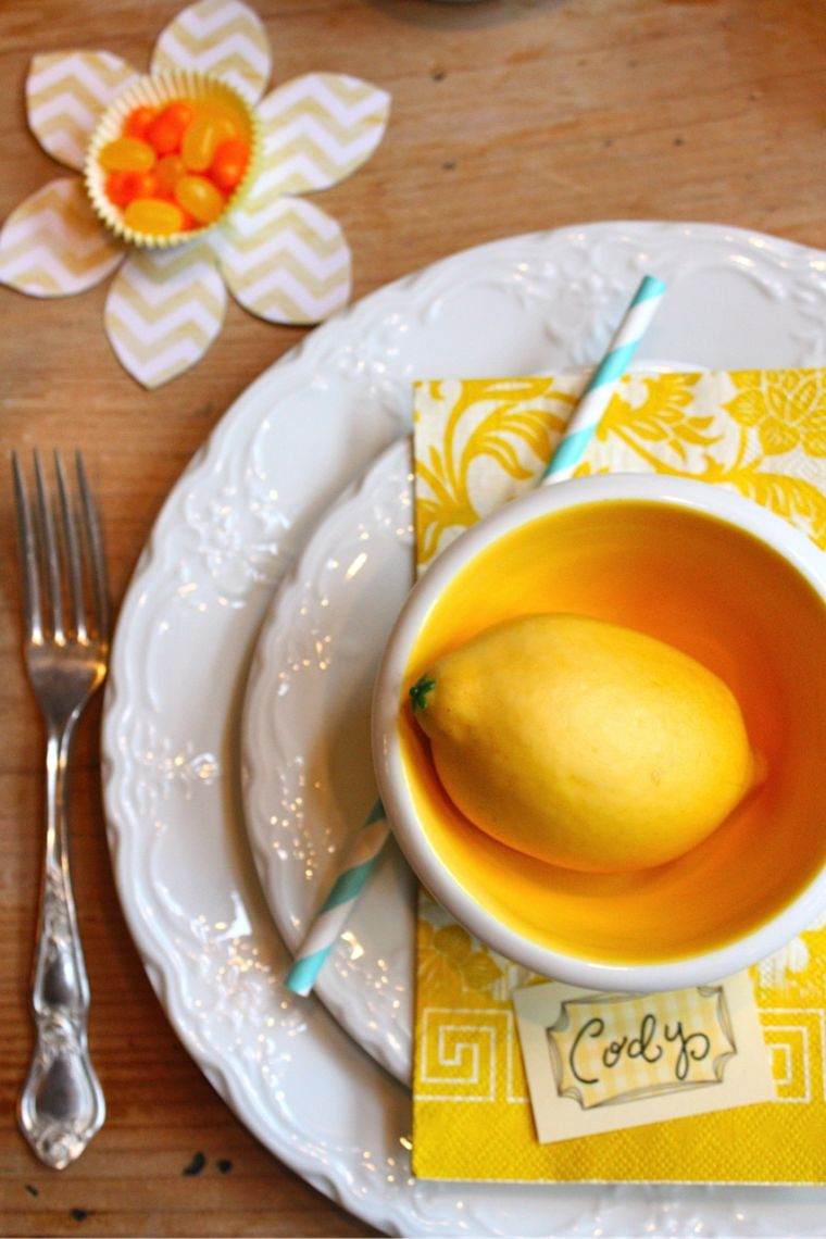 idea hiasan meja musim bunga warna parti lemon tableware meja seni