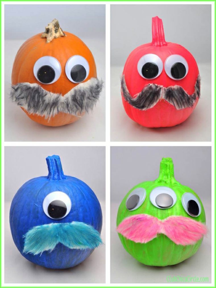 deco pumpkin mustache eyes funny idea original pumpkin Halloween decoration