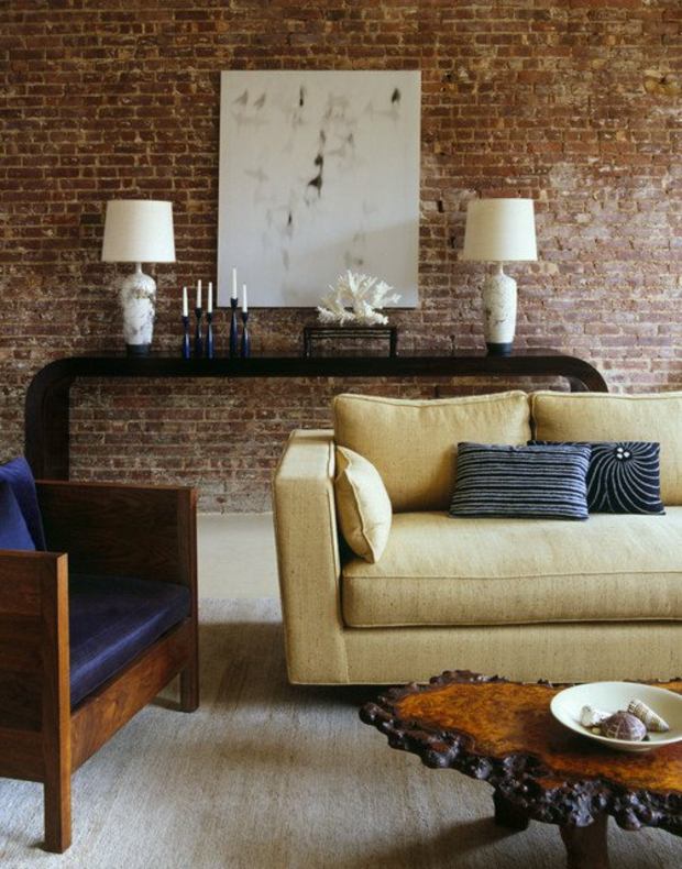 bricks living room decoration idea