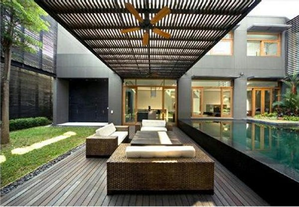 courtyard-interior decoration-terrace-wood