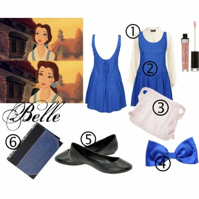 beautiful disguise and the beast idea blue dress simple shoes character