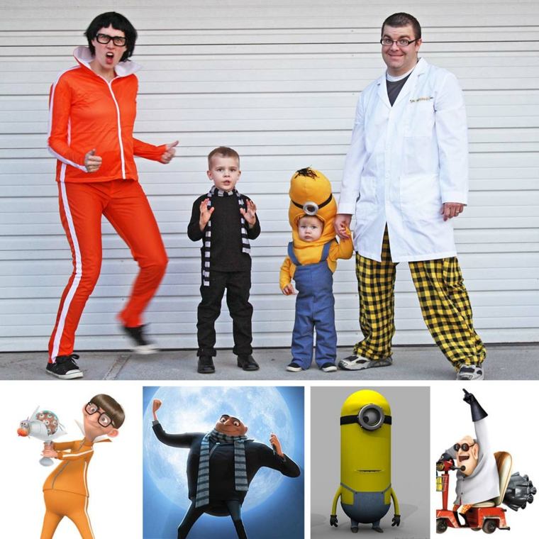 forkledning halloween idé diy minions dress familie