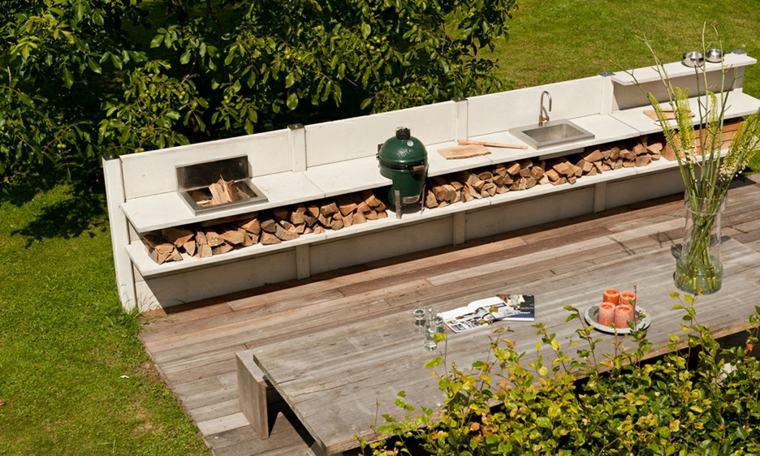 outdoor kitchen idea storage wood outdoor garden bench