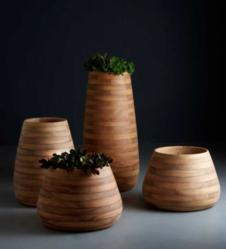 outdoor deco wooden pots garden design