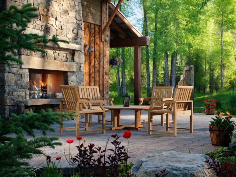 ideas patio deco friendly living room wood fireplaces garden