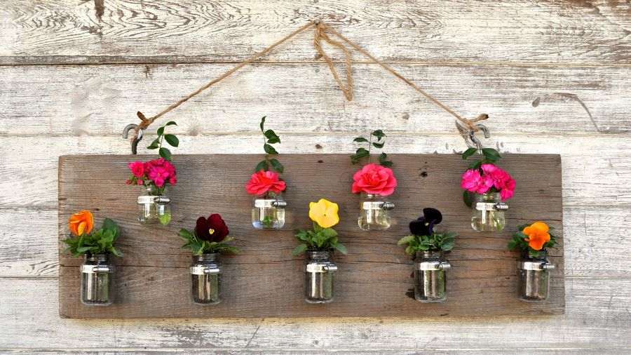 original gardener idea flower pot glass wood