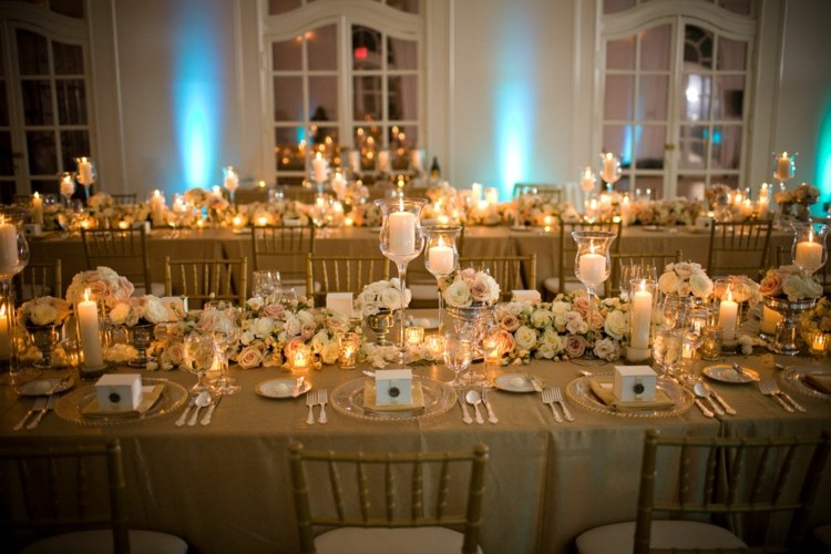 wedding idea table beige golden