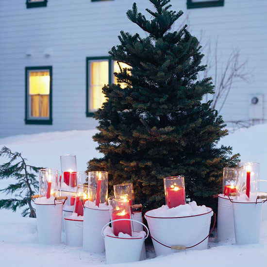 opprinnelige ideen christmas decor utendørs stearinlys