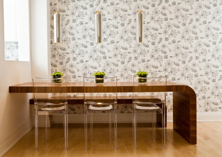 arrange kitchen wallpaper pattern black white wooden table