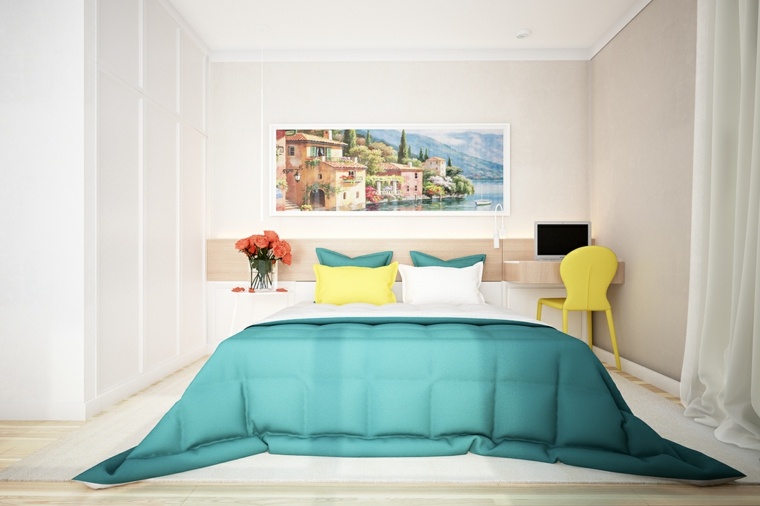 soveværelse indretning idé associerer farver accent maling