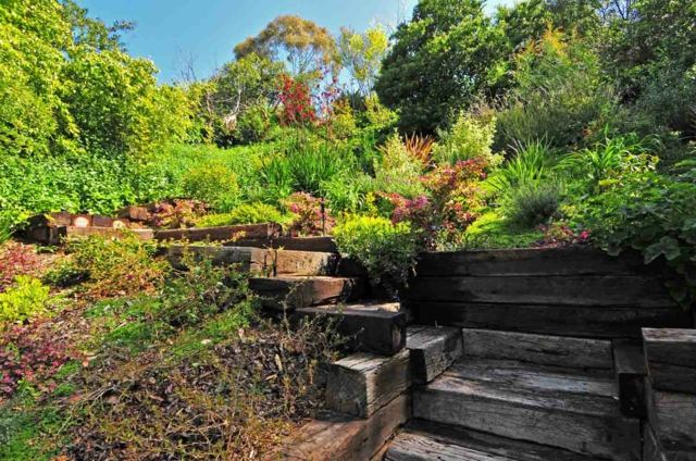 idea garden layout staircase wood