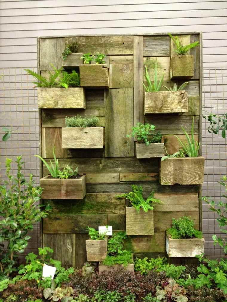 lagring hage plante blomsterkjelp ide DIY pallet tre