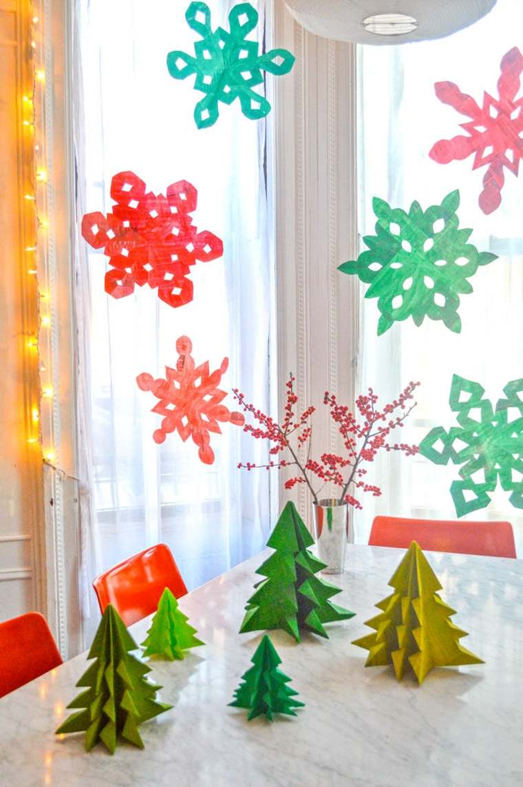 christmas deco kertas idea snowflake christmas tree