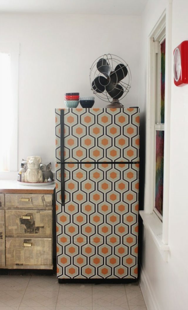 idea makeover fridge wallpaper