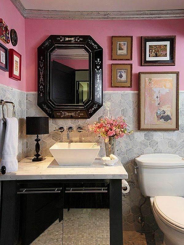 bathroom idea pink deco