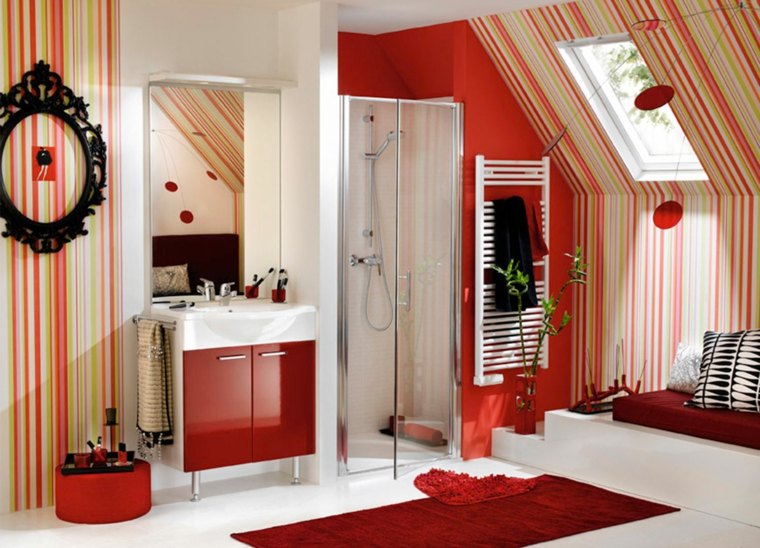 idea color bathroom red floor mats design furniture white red shower cubicle mirror wall sofa wallpaper