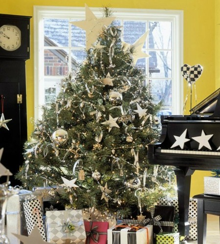 white and silver christmas tree idea