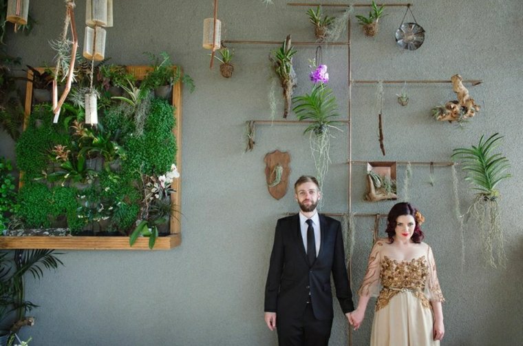 idea wedding deco vintage retro modern wall deco plant