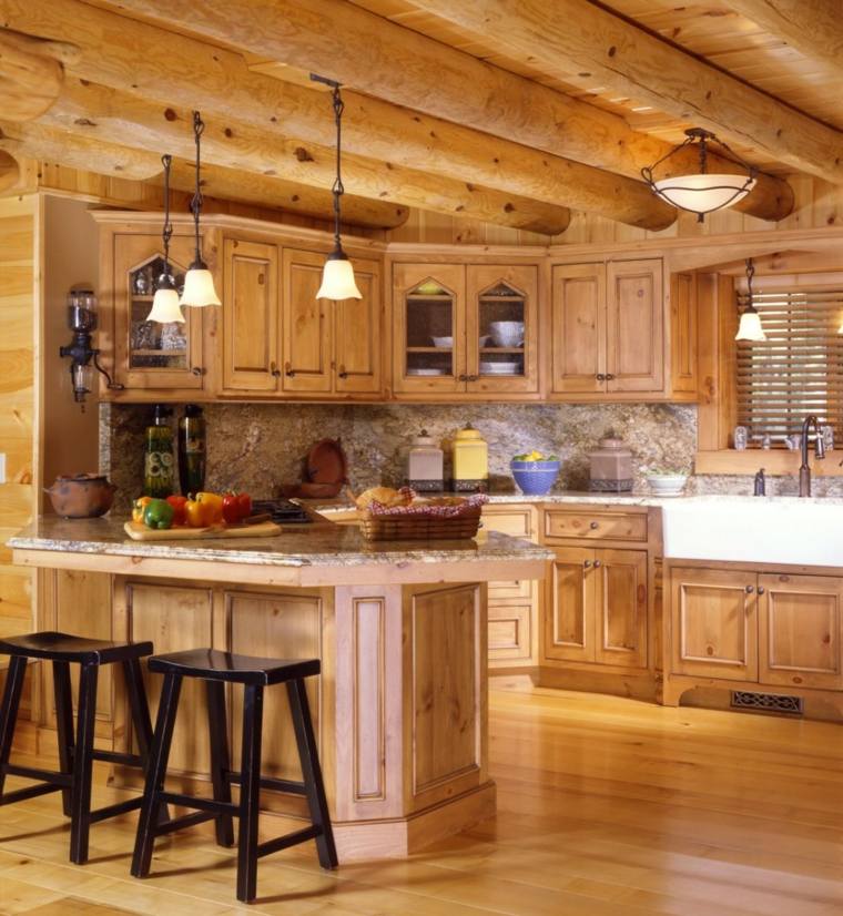 ideas kitchen chalet wood decoration