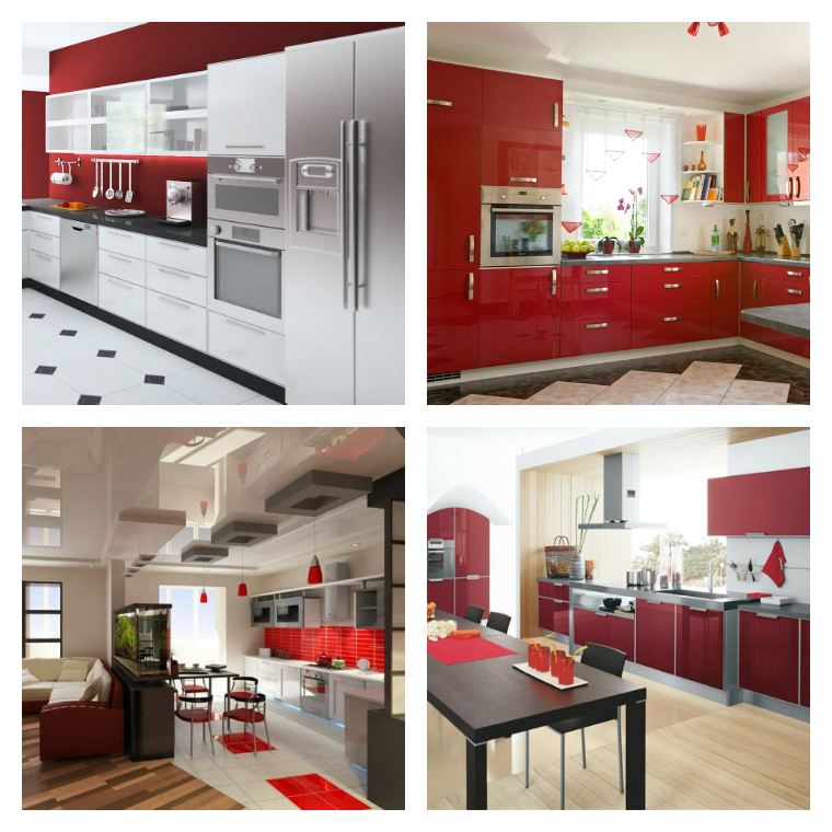 farge grå og rød kjøkken