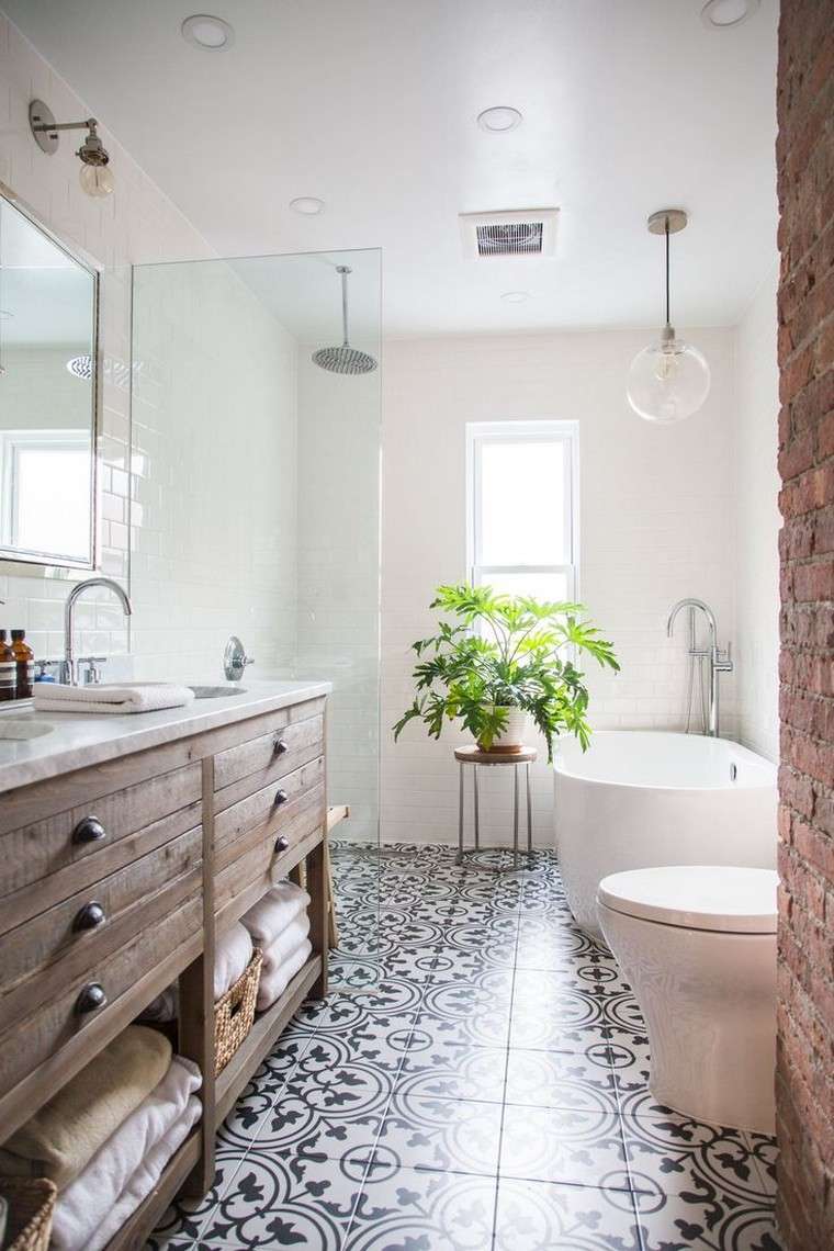 deco bathroom tile moroccan plant pot tub idea