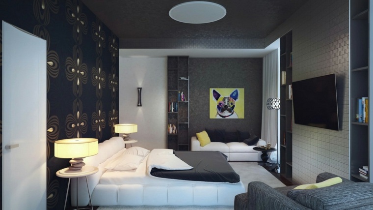 interior bedroom dark colors