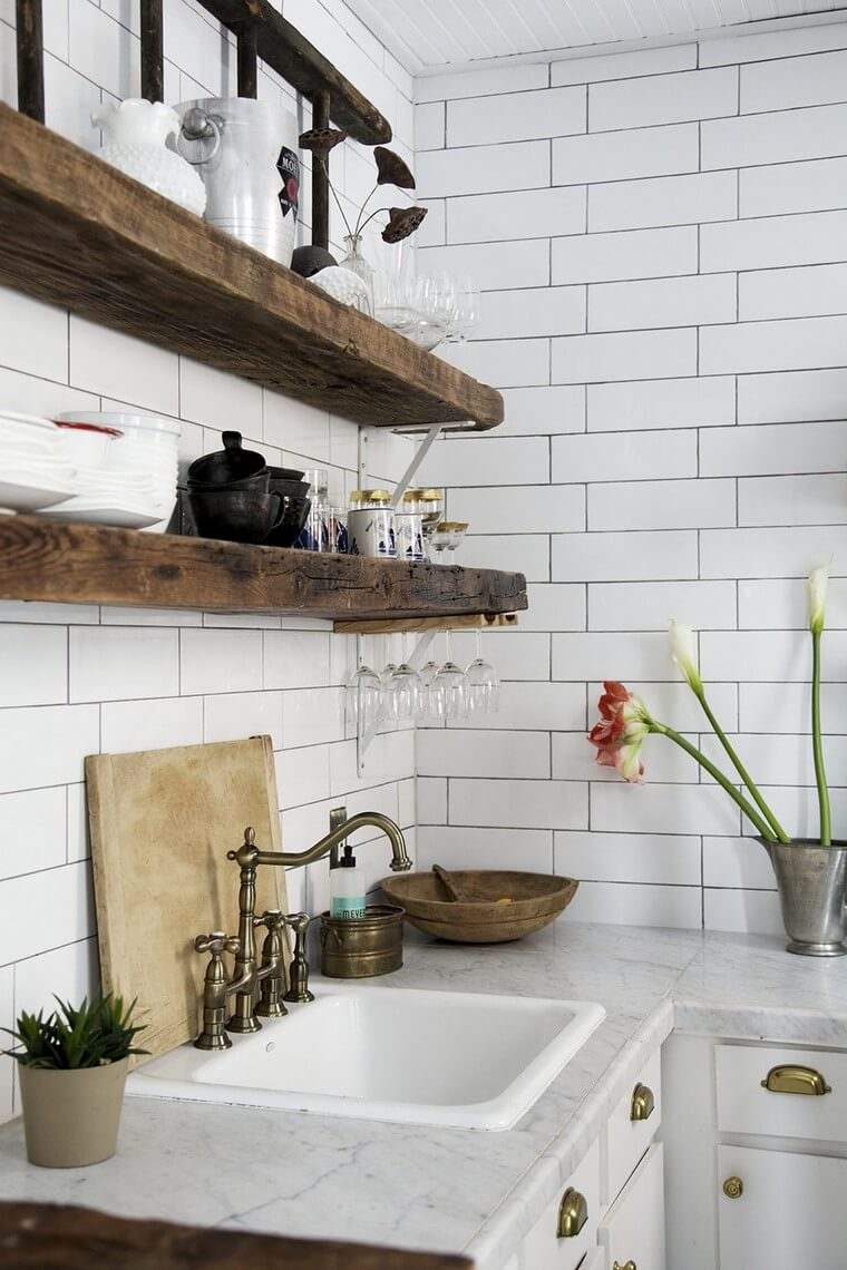 kitchen wood interior modern shelves wood idea wall tile