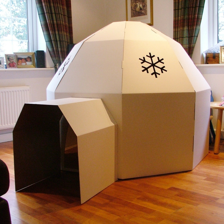 anak igloo kadbod house diy idea original brico deco