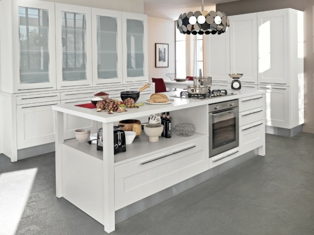 central island white kitchen