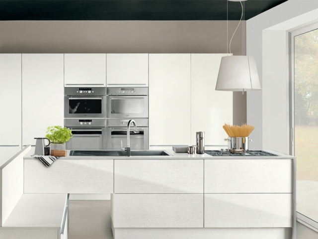 central island white kitchen