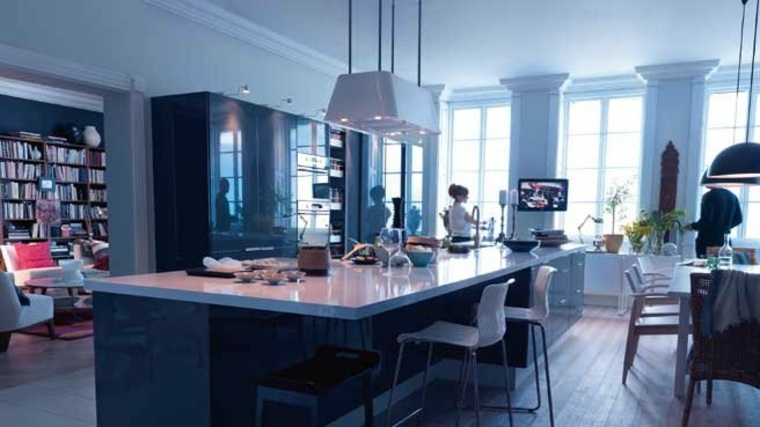 open kitchen design central island lighting fixture suspension