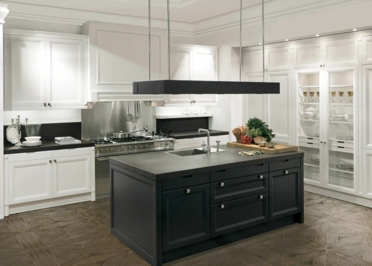 kitchen black wood central island extractor hood furniture