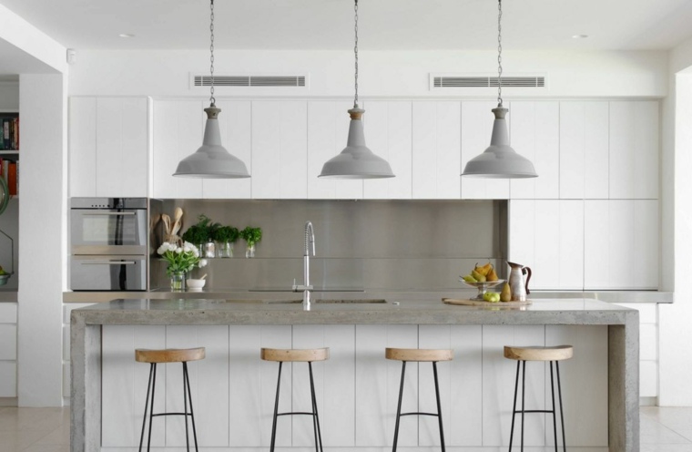 kitchen island concrete waxed worktop