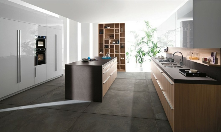 design kitchen interior modern central island idea flooring soft floor