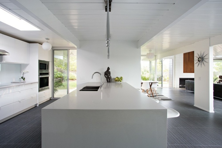 central island white kitchen