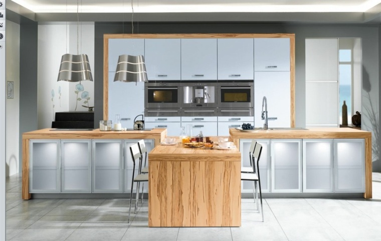 white kitchen and wood deco