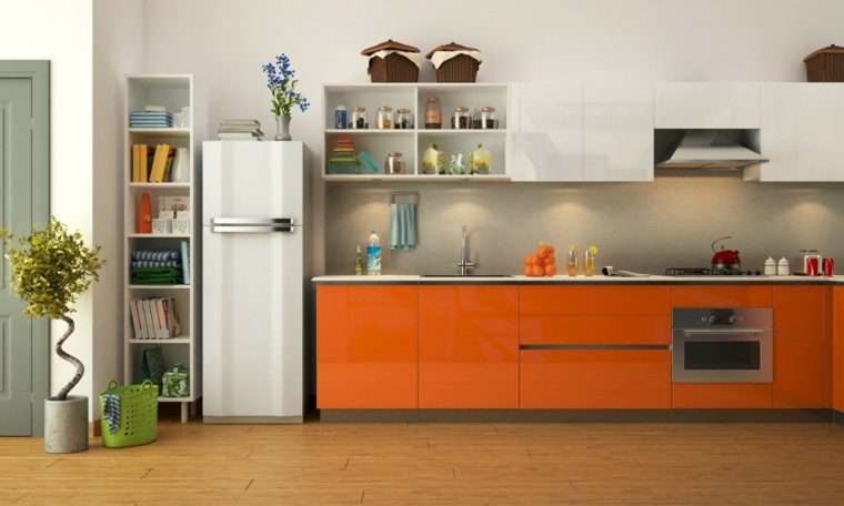 orange color kitchen images