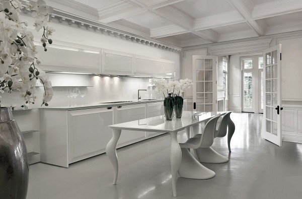 huge sophisticated elegant white kitchen