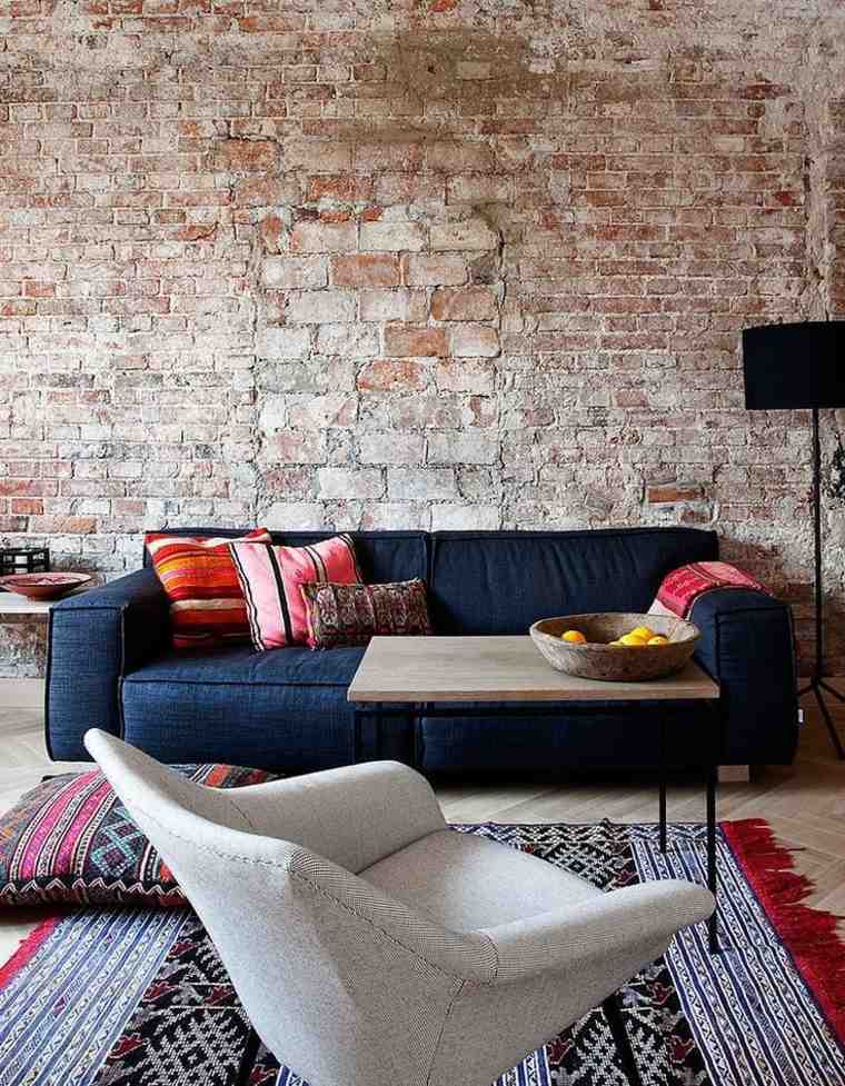 living room contemporary design ethnic living room armchair white idea floor rug wall bricks