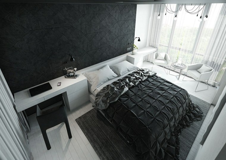 modern interior design idea cushions white table black chair armchair pendant light