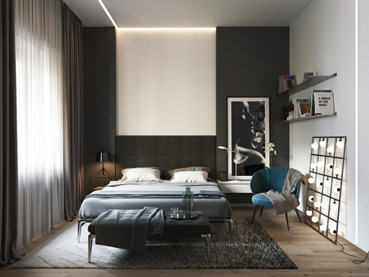 black and white design modern bedroom idea armchair decorate