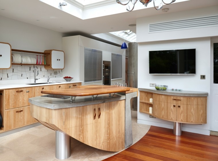 modern interior design kitchen island wood concrete design'intérieur