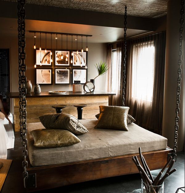 interior chic solid wood bed hanging