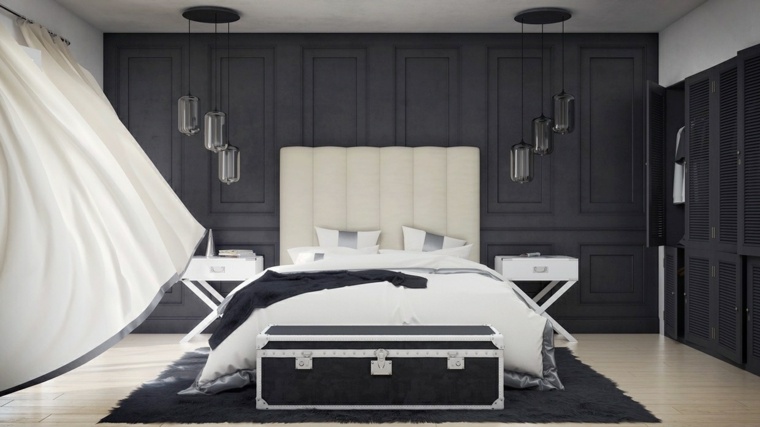 interior design bedroom bed headboard quilted