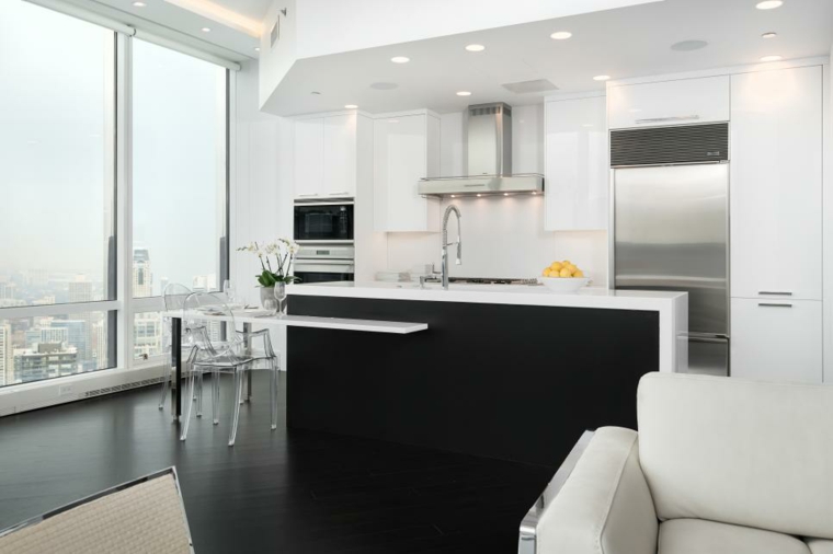 white kitchen interior modern central island black modern